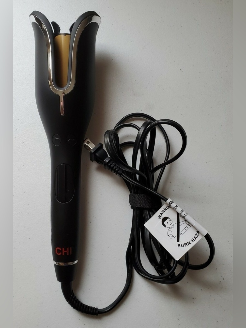 CHI Spin n Curl ceramic rotating hair curler in matte black. Black - Picture 2 of 2